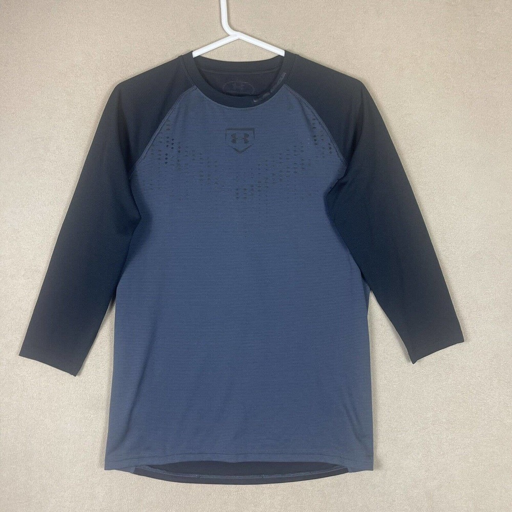 Under Armour UA Mens M Baseball Exclusive ¾ Sleeve Shirt Gray Moisture Wicking
